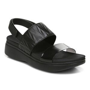 Vionic Karleen Black Low Wedge Sandals Orthotic 7.5